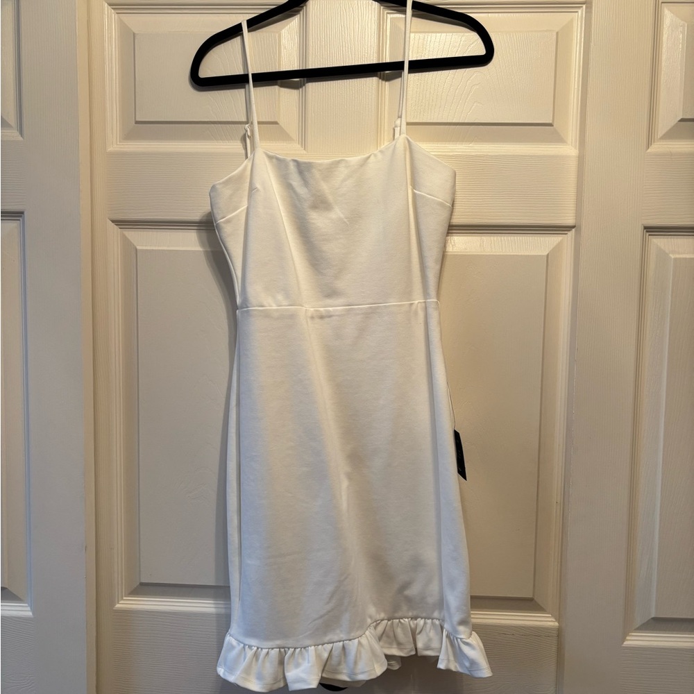 Lulu's White Ruffle Hem Dress